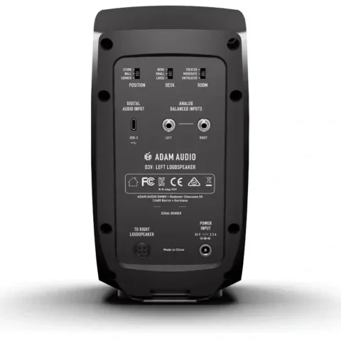 ADAM Audio D3V 3,5 İnç Aktif Masaüstü Stüdyo Monitörü Seti (Çift, Siyah)