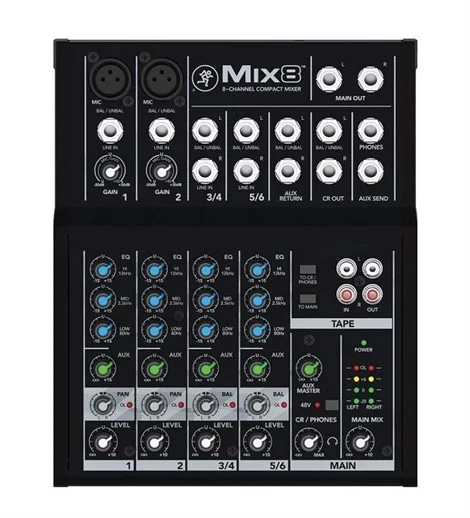 Mackie MIX8 Stüdyo Mikseri 8 Giriş, 2 Kanal Mono - 2 Kanal Stereo 1 Aux Çıkışı