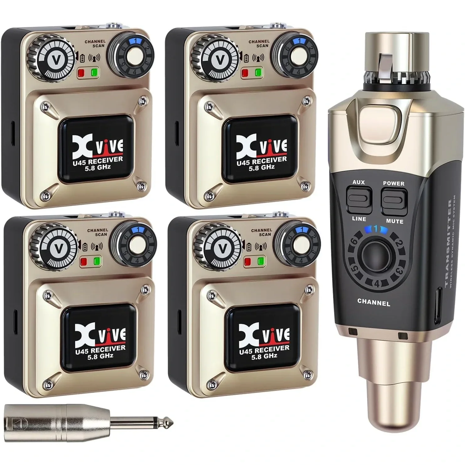 Xvive XV-U45R4 4 Alıcı + 1 Vericili Kablosuz In-Ear Monitör Sistemi