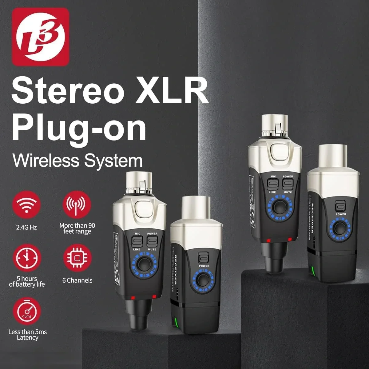 Xvive XV-U3D Stereo Audio Aktarımı için Çift Alıcı ve Vericili Kablosuz Bağlantı Sistemi