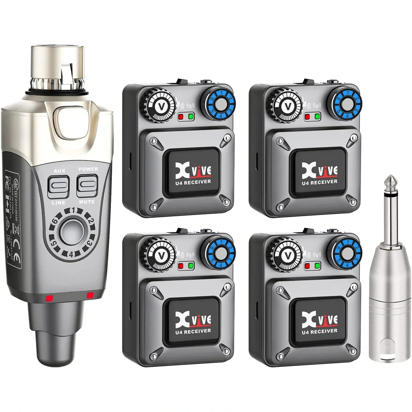 Xvive XV-U4R4 1 Verici + 4 Alıcılı Kablosuz In-ear Monitör Sistemi