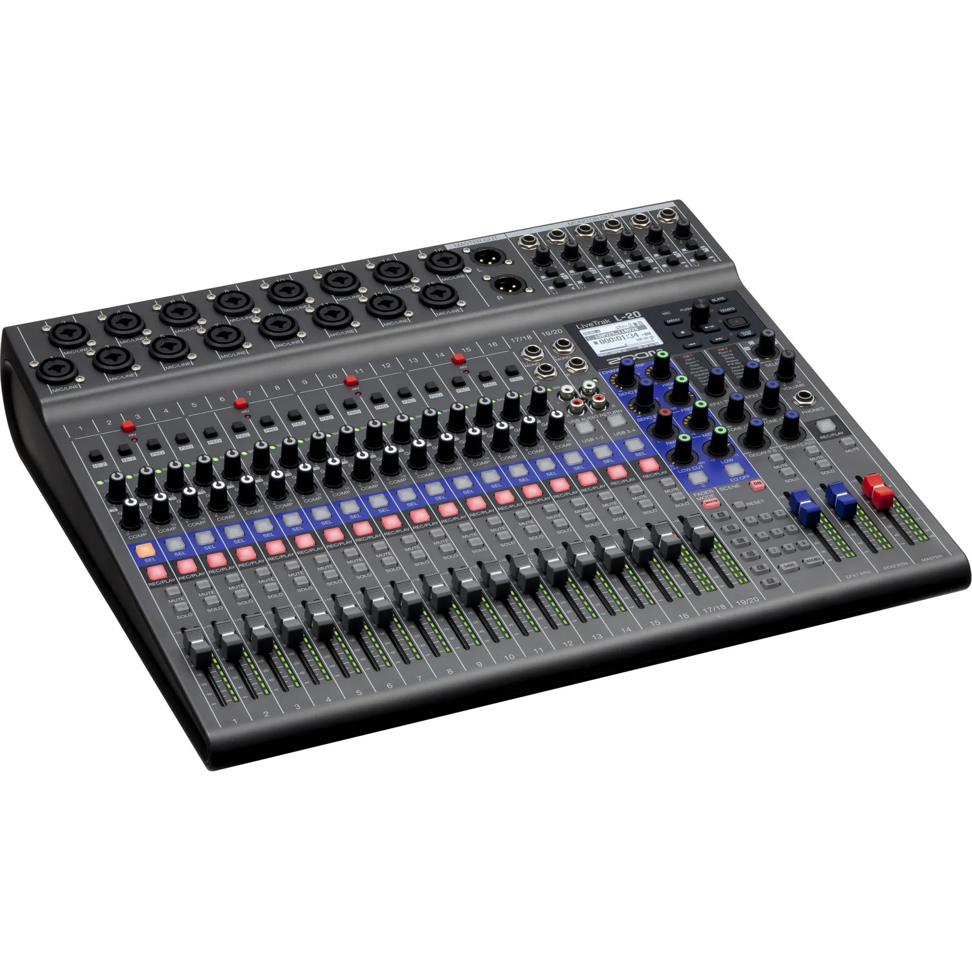 Zoom LiveTrak L20 Dijital &amp; Analog 20 Kanal Canlı Müzik Mikseri 6-aux