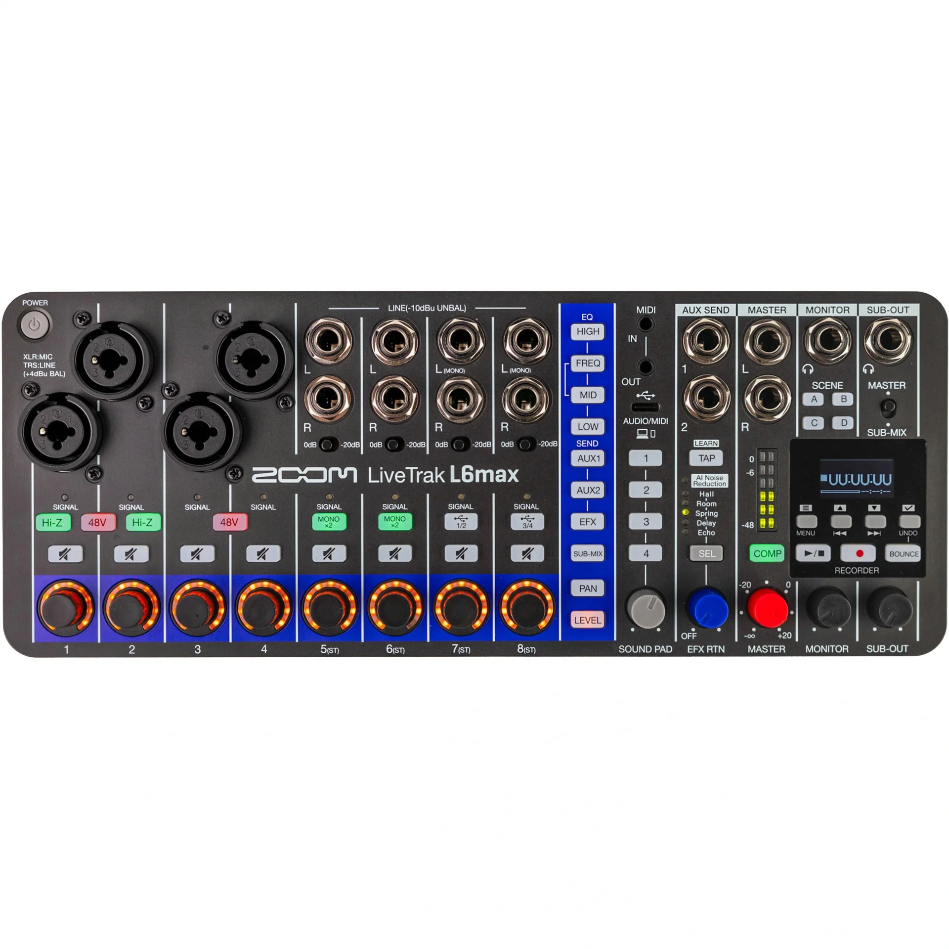 Zoom LiveTrak L6max 8-Kanal Mixer & Multitrack Kayıt Cihazı