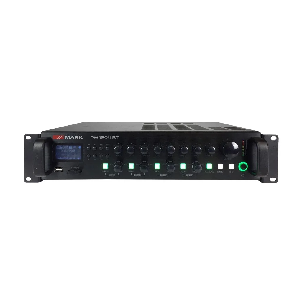 Mark PM 1204 BT 4-zone Mixer Amfi 120W/100V USB, Bluetooth, Radyo, 3 XLR