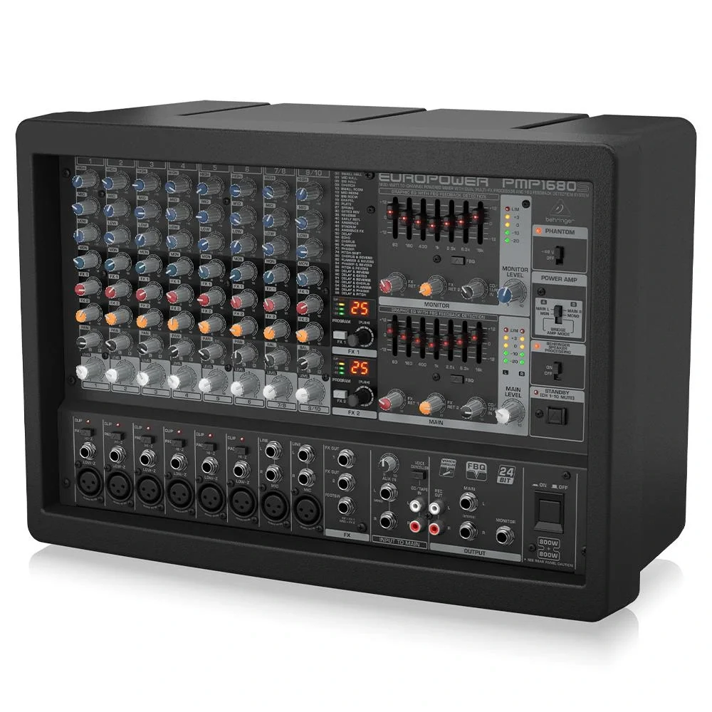 Behringer PMP1680S 10-kanal Powermixer 2x800W, Çift Efekt, FBQ