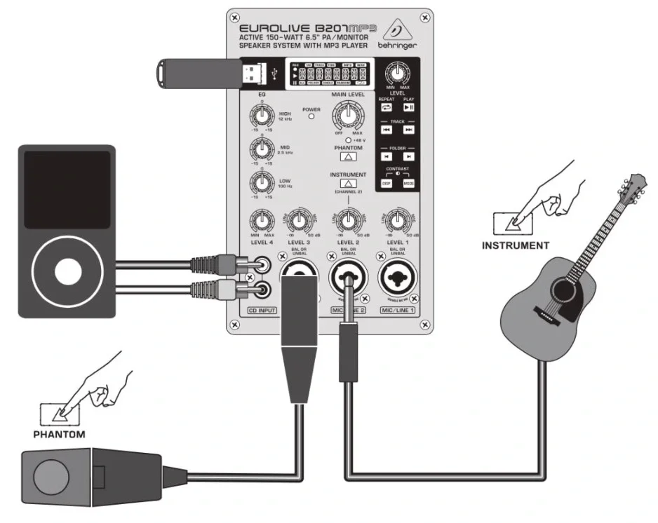 Behringer B207MP3 150 Watt Mp3'lü Aktif Monitör 6.5"
