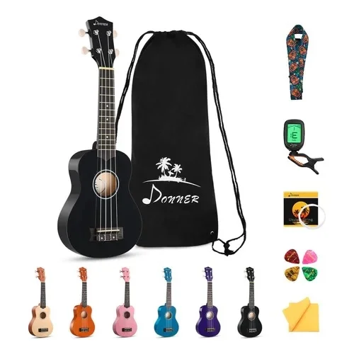 Donner DUS-10N Soprano Ukulele Seti (Siyah)