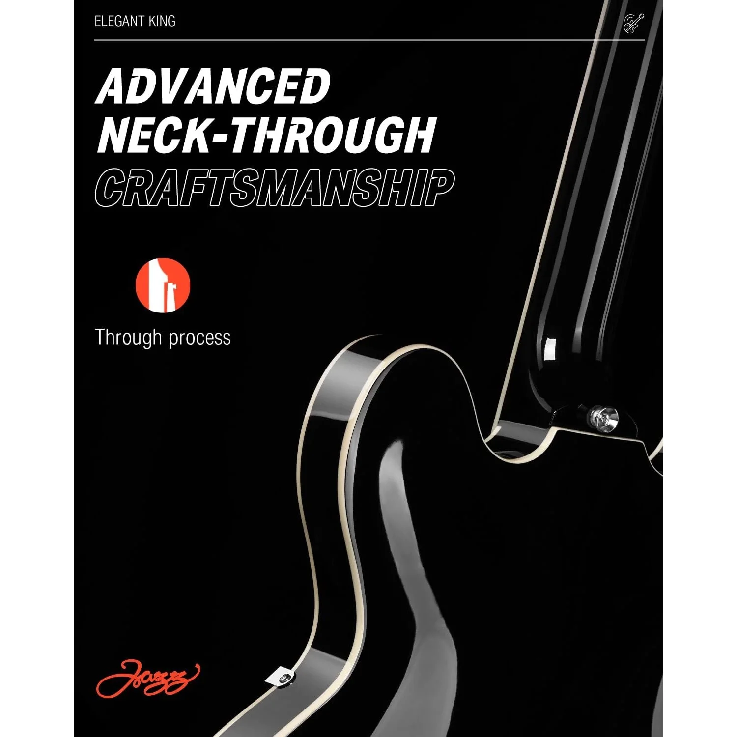 Donner DJP-1000 Semi-Hollow Elektro Gitar (Siyah)