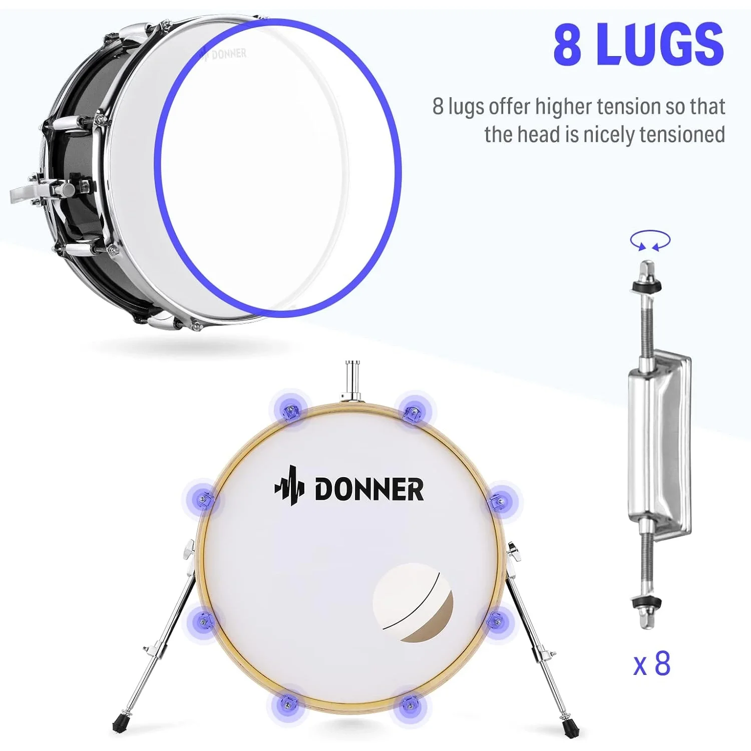 Donner DDS-520 5-Parça 22" Akustik Davul (Siyah)