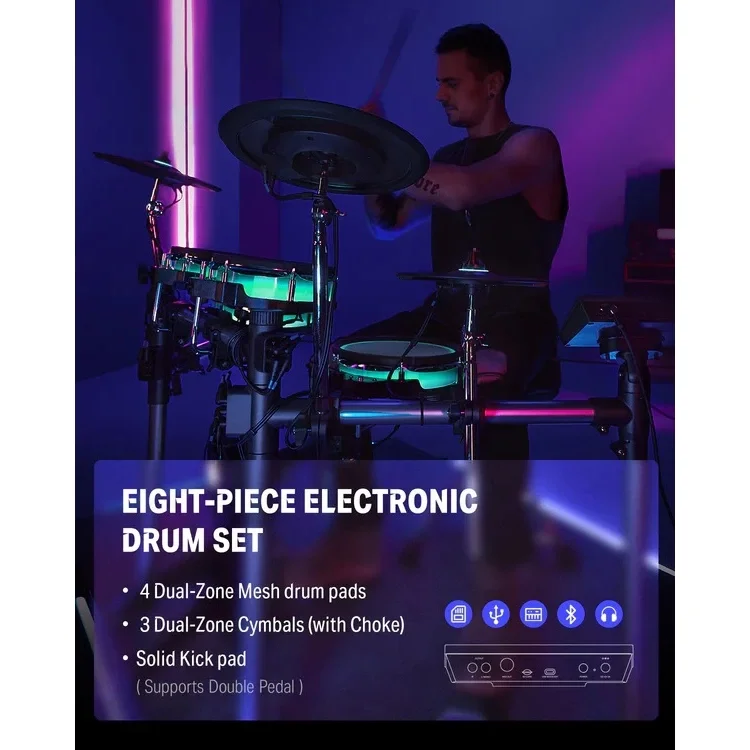 Donner Backbeat 8 Parça Elektro Davul (Siyah)