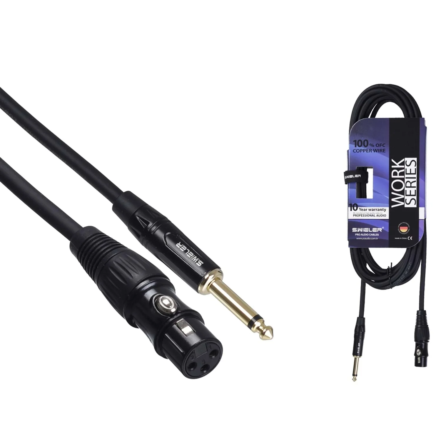 WORK 48803 10-metre Mikrofon Sinyal Kablosu XLR Dişi to 6.3 mm mono