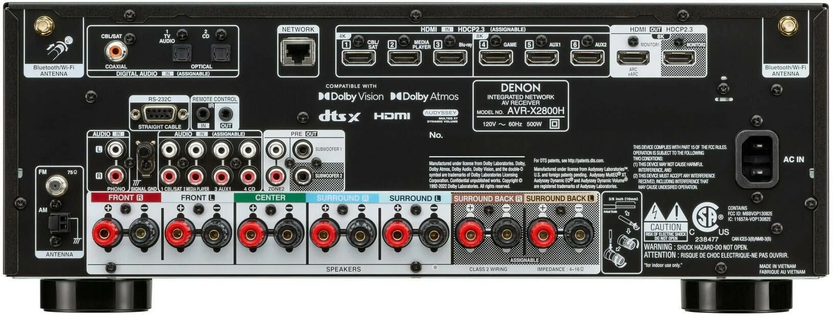 Denon AVR-X2800H 7.2ch 8K AV Receiver 7x150W