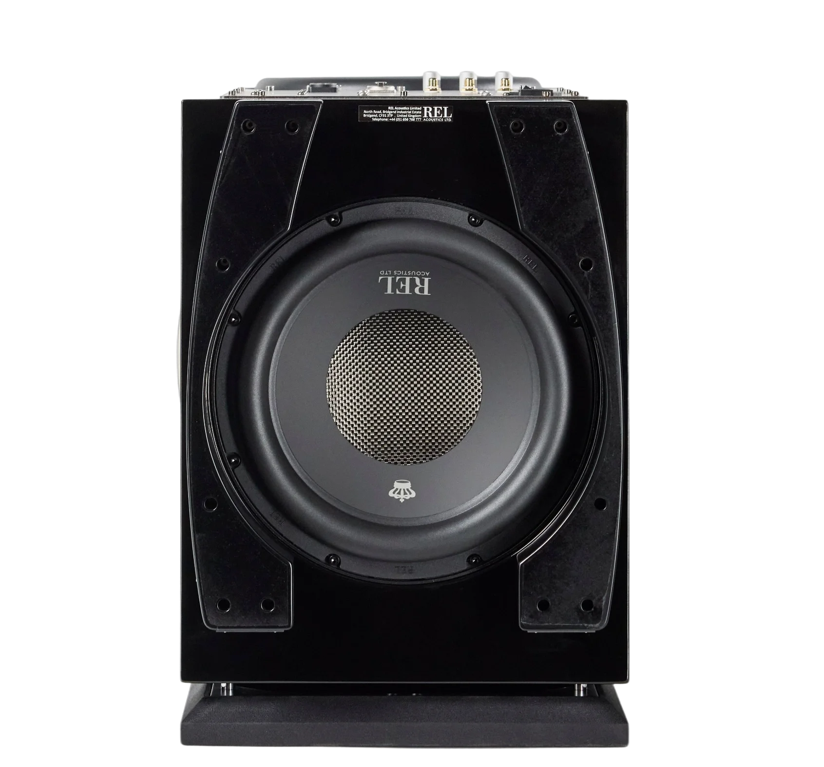 REL 212 Black Label Subwoofer siyah Grill ile gelir