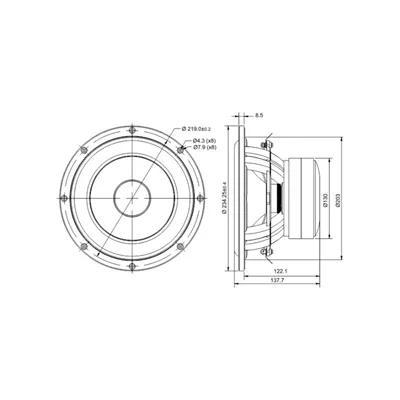 SB Acoustics SB23MFCL45-8 SUB özellikli Woofer