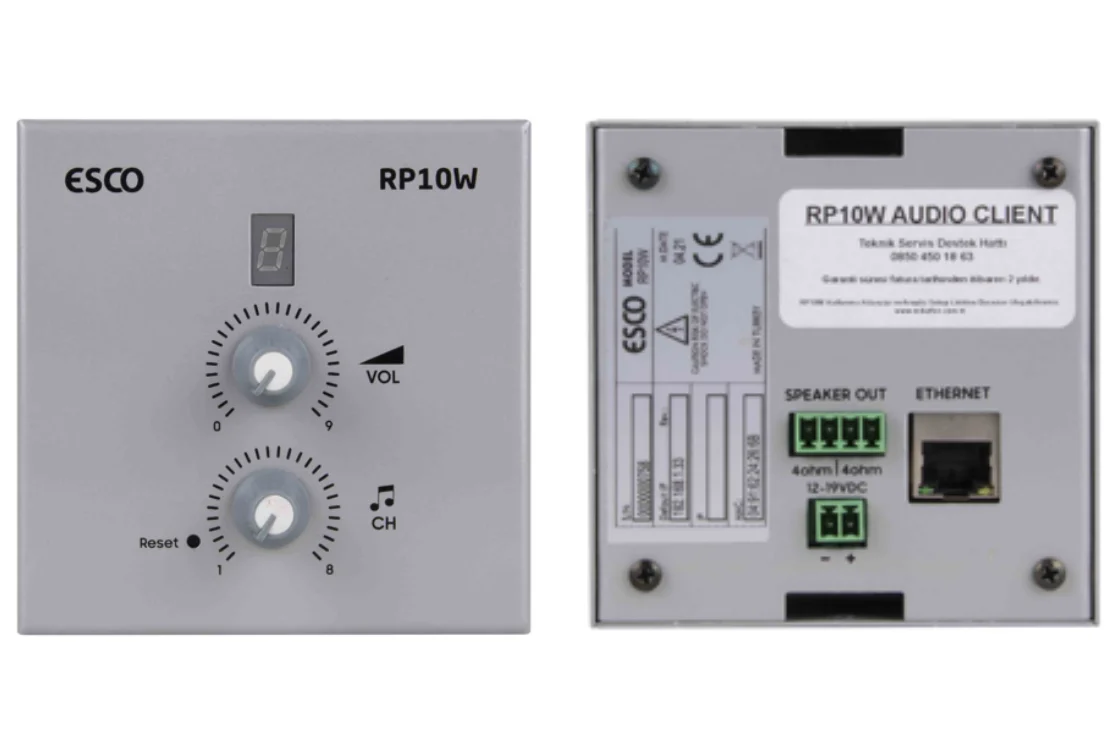 Enorm RP10W IP Anons Duvar Tipi Client, Kanal Seçici & Volüm Kontrol, 2x15W ampliifikator