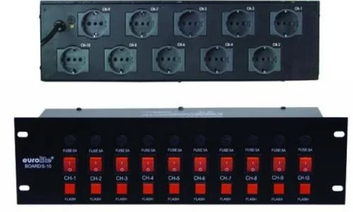 Eurolite Board 10-ST 10-kanal Schukko Priz girişli Power Kontrol Switchbox, Flash özellikli