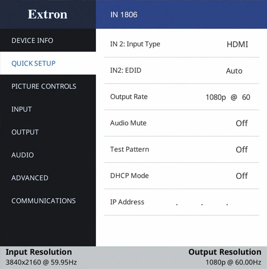 Extron IN1806 6 Girişli 4K/60 Kusursuz Sunum Switcher