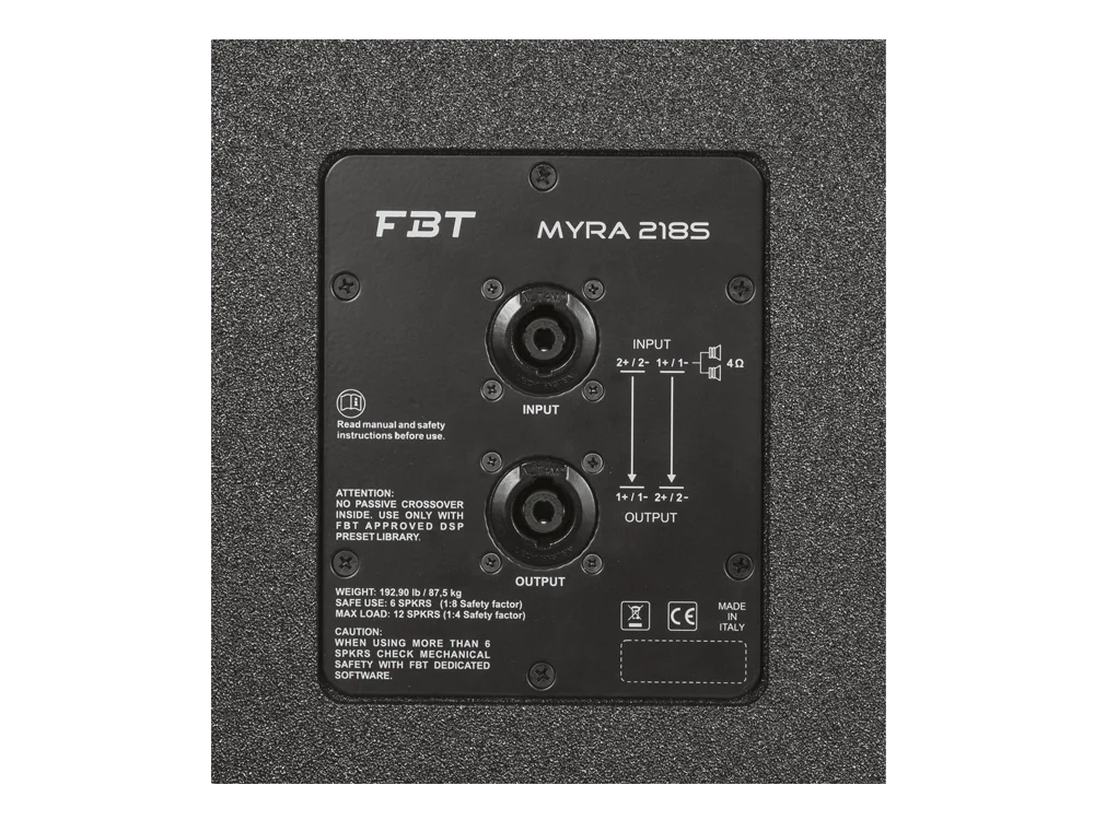 FBT MYRA 218S | Reflex Loaded Subwoofer - 2x18" - 3000Wrms