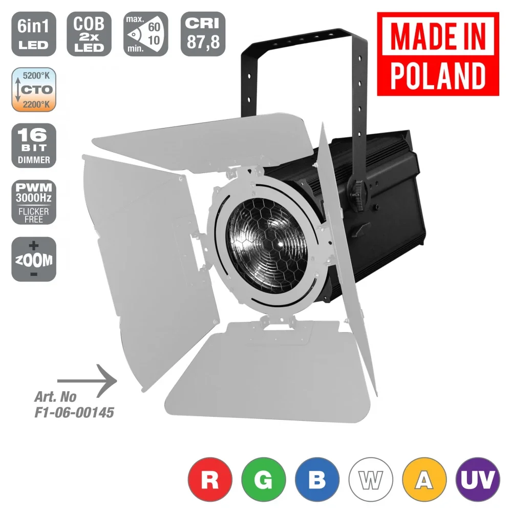 Flash Lighting LED F300 AUV 300W Led Fresnel Spot 6in1 RGBWA + UV (P8100001)