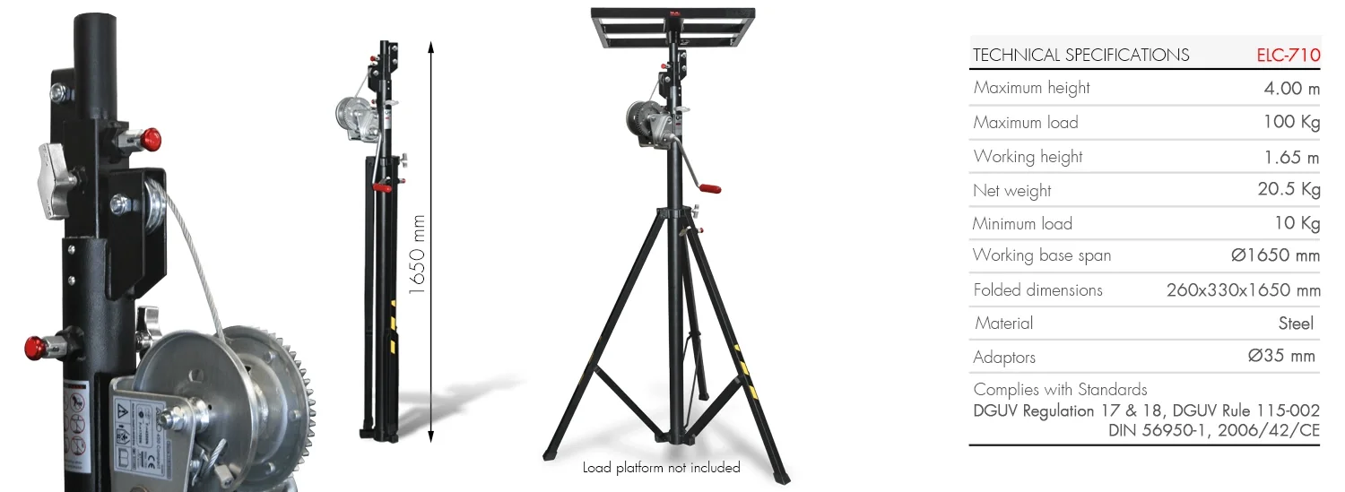 GUIL ELC710 4,00 mt Yükseklik, 100 Kg Kapasiteli Truss Lifti