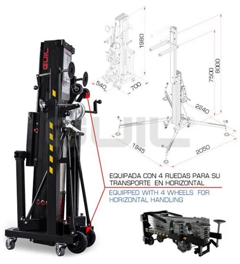 GUIL ULK - 800 8,00 mt Yükseklik, 280 Kg. Kapasiteli. Önden Yüklemeli Truss Lifti