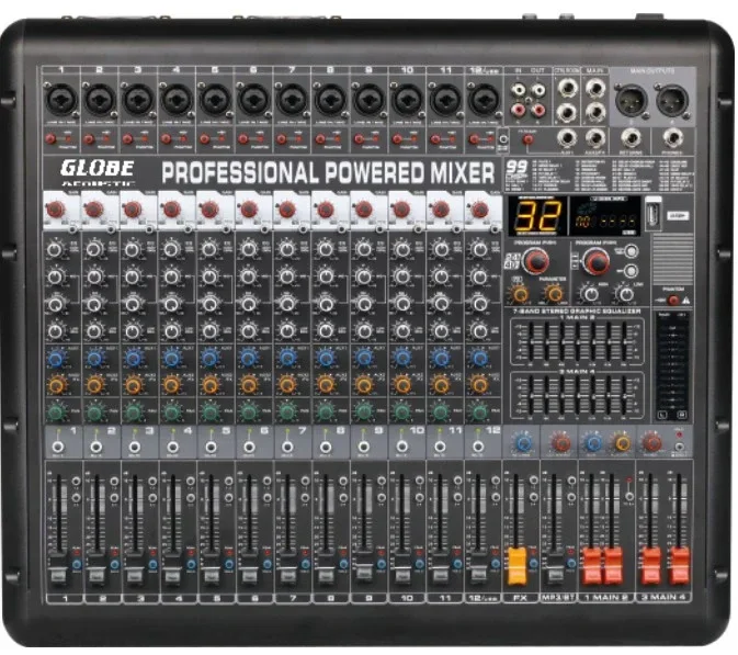 Globe GTP1204 12 Kanal 3600W 4 Çıkışlı Power Mikser