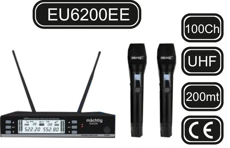 Gold Audio U620 EE Çift EL Kablosuz Mikrofon Seti, 2x100 Kanal