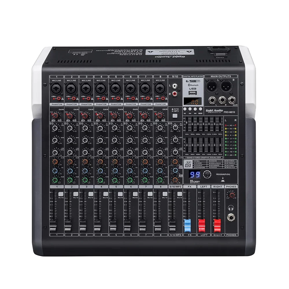 Gold Audio PRO-M 810P 10-kanal 2x450W Powermixer USB Bluetooth Kayıt
