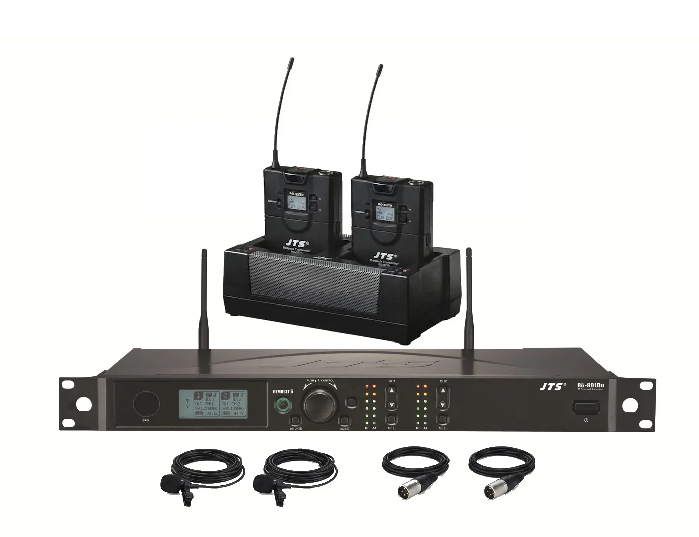JTS RU-901Du / RU-G3TB + CM-501 Çift Yaka Şarjlı Kablosuz Mikrofon Seti