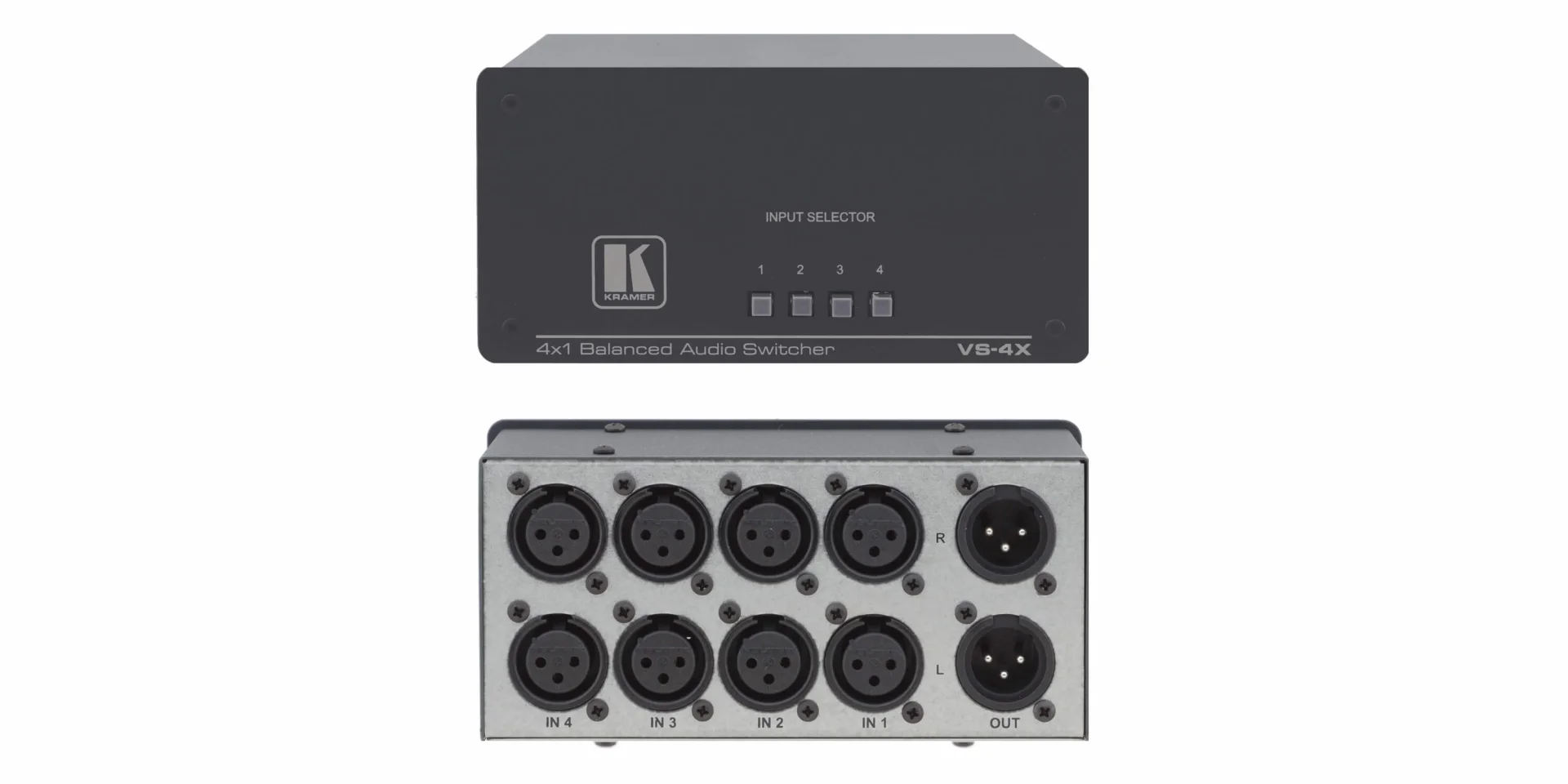 KRAMER VS-4X / 4 giriş 1 çıkış, Stereo XLR Audio Switcher