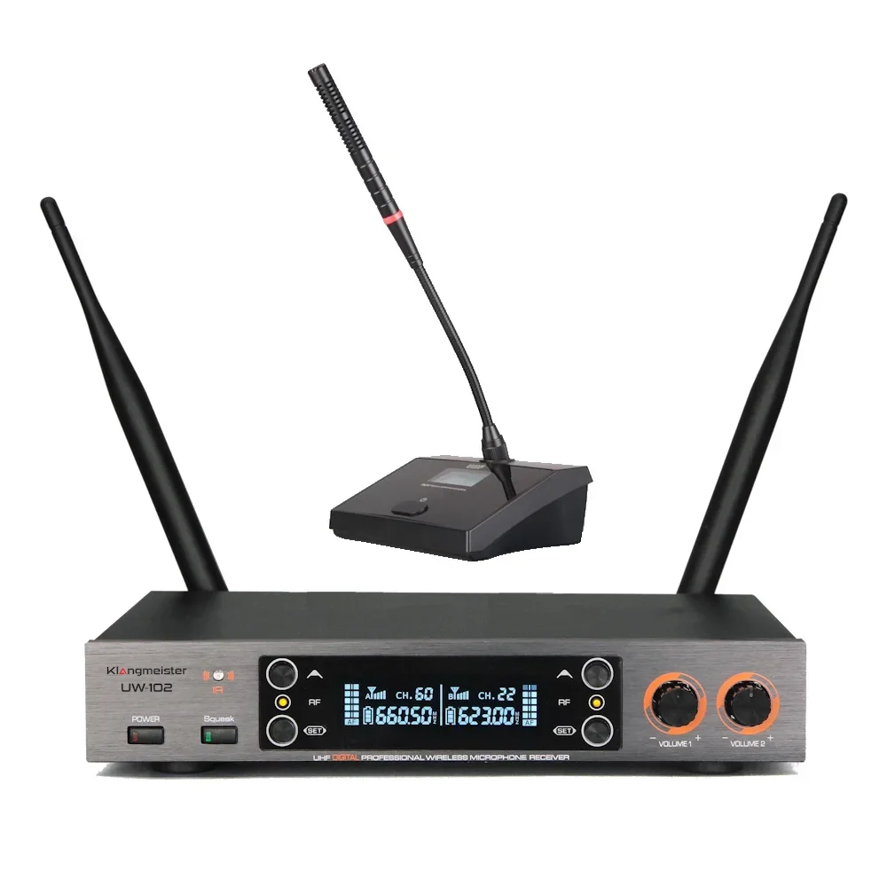K.Meister UW-102M Kürsü tipi Kablosuz Mikrofon Seti 200-Kanal | Anti-Feedback