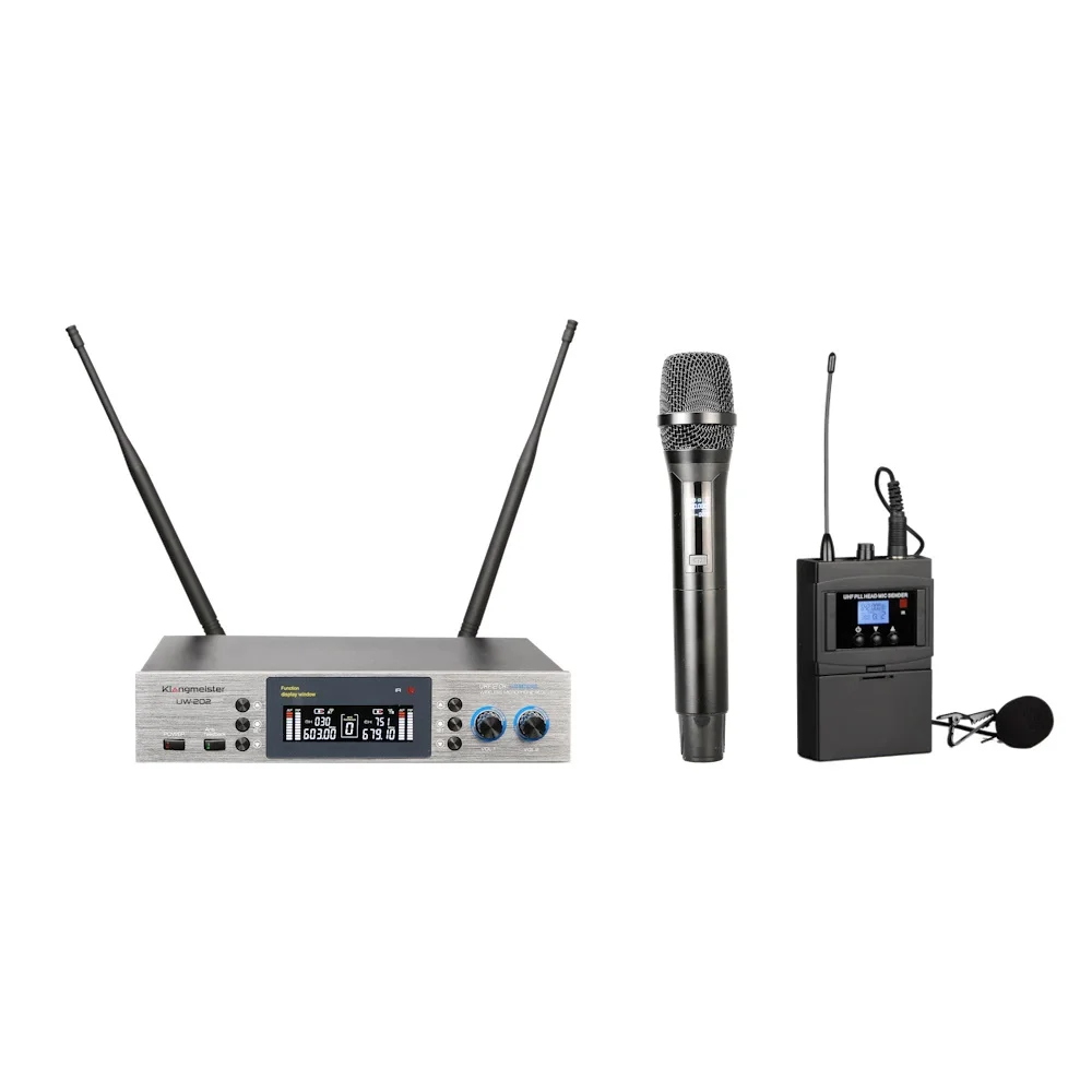K.Meister UW-202EY El + Yaka UHF Kablosuz Mikrofon Seti