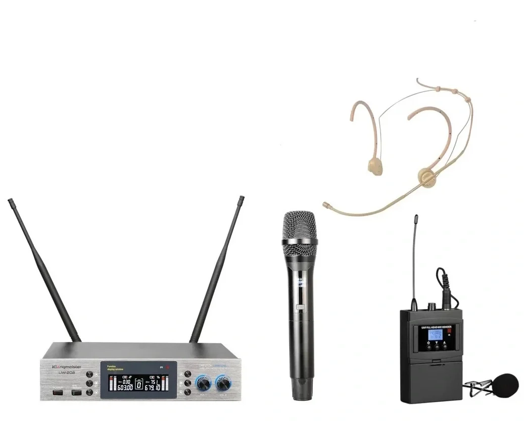 K.Meister UW-202EYH EL+HEADSET Kablosuz Mikrofon Seti | 2x380 Kanal | Anti-Feedback
