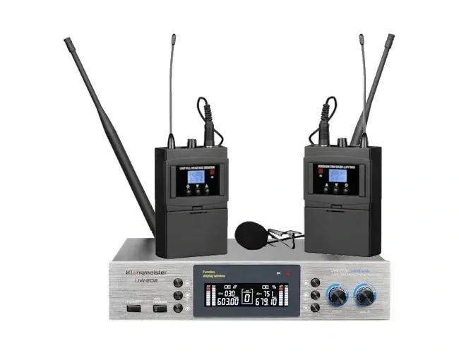 K.Meister UW-202YY Çift Yaka UHF Kablosuz Mikrofon Seti