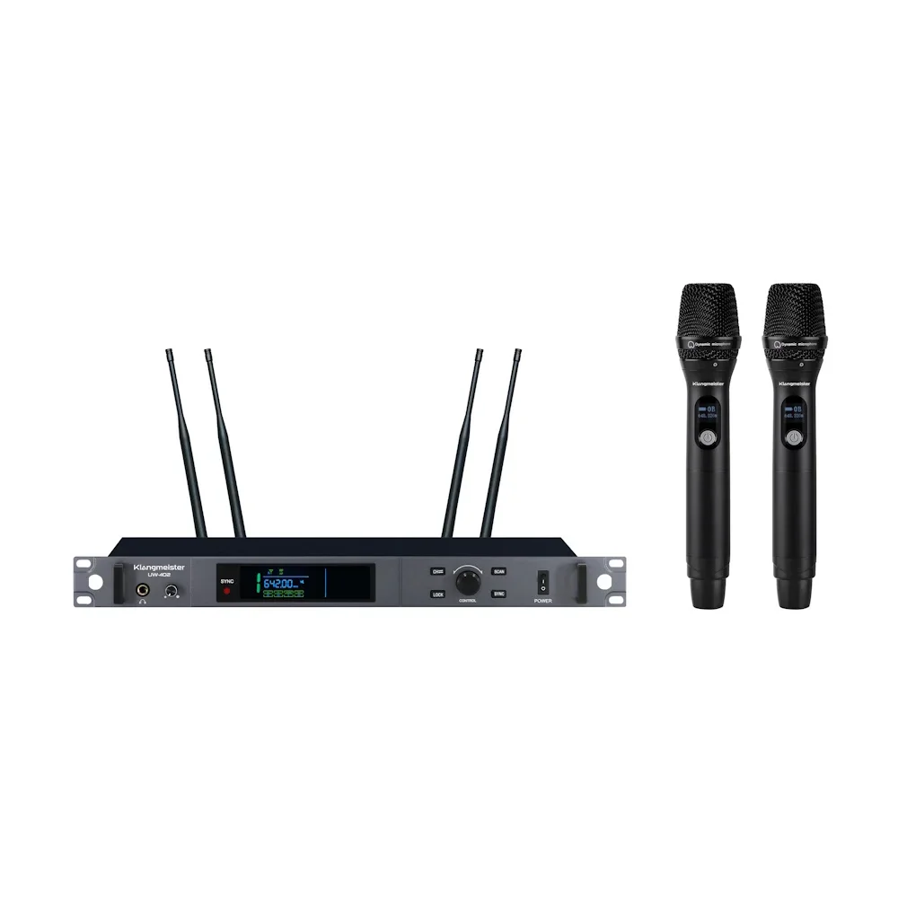 K.Meister UW-402EE Çift El UHF Kablosuz Mikrofon Seti, Uzun Menzilli