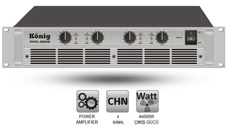 König PRO-3608/S 4x600W/4-ohm Power Amplifikatör