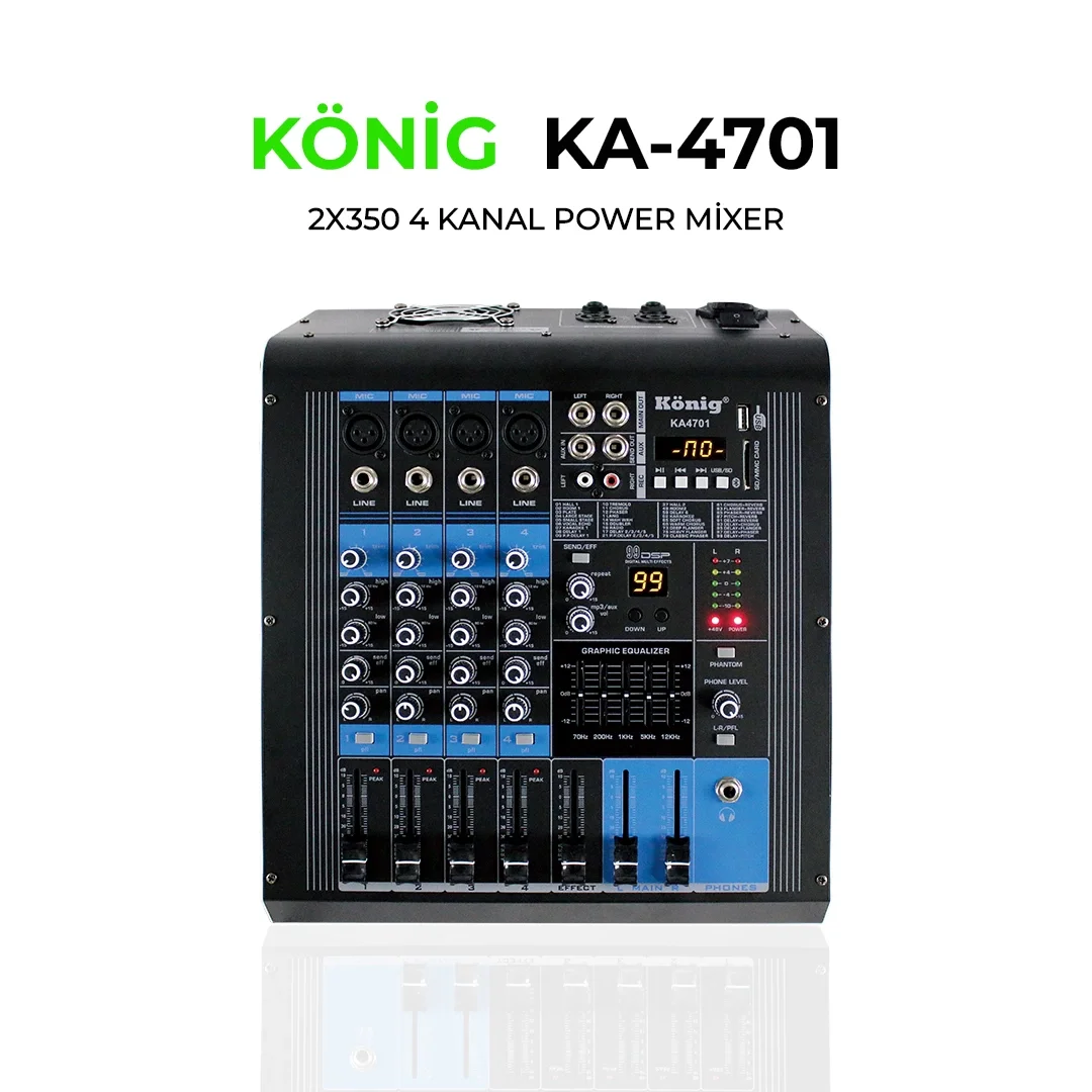 König KA-4701 2x350W 4 Kanal Powermixer