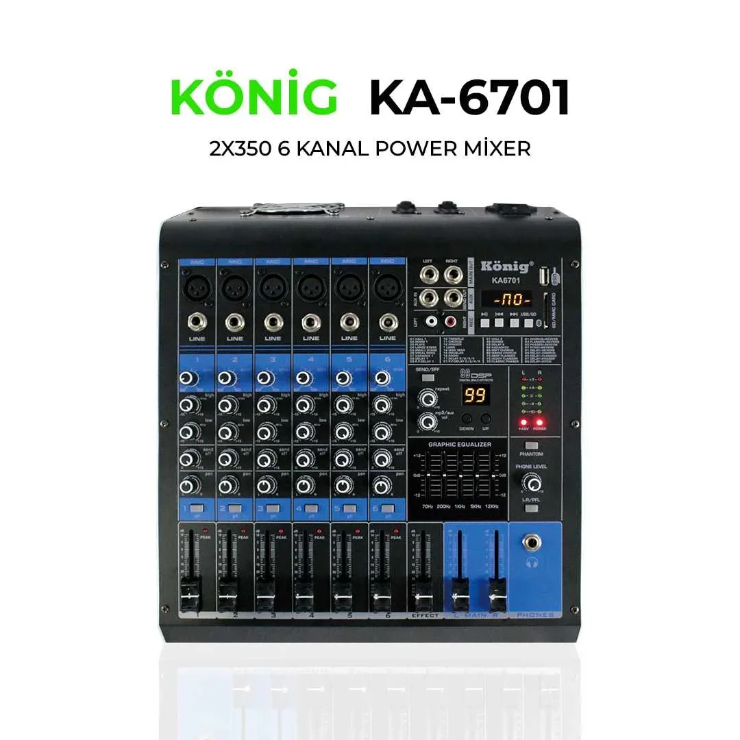 König KA-6701P 2x350W 6-kanal Powermixer