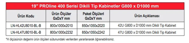 Lande 42U 800x1000 mm Dikili Tip Kabinet (LN-HL42U8010-BL-B)