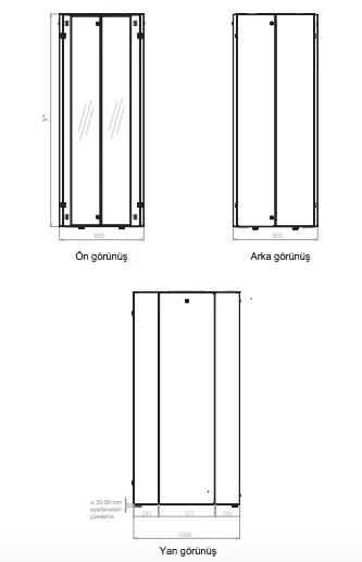 Lande 42U 800x1000 mm Dikili Tip Kabinet (LN-HL42U8010-BL-B)