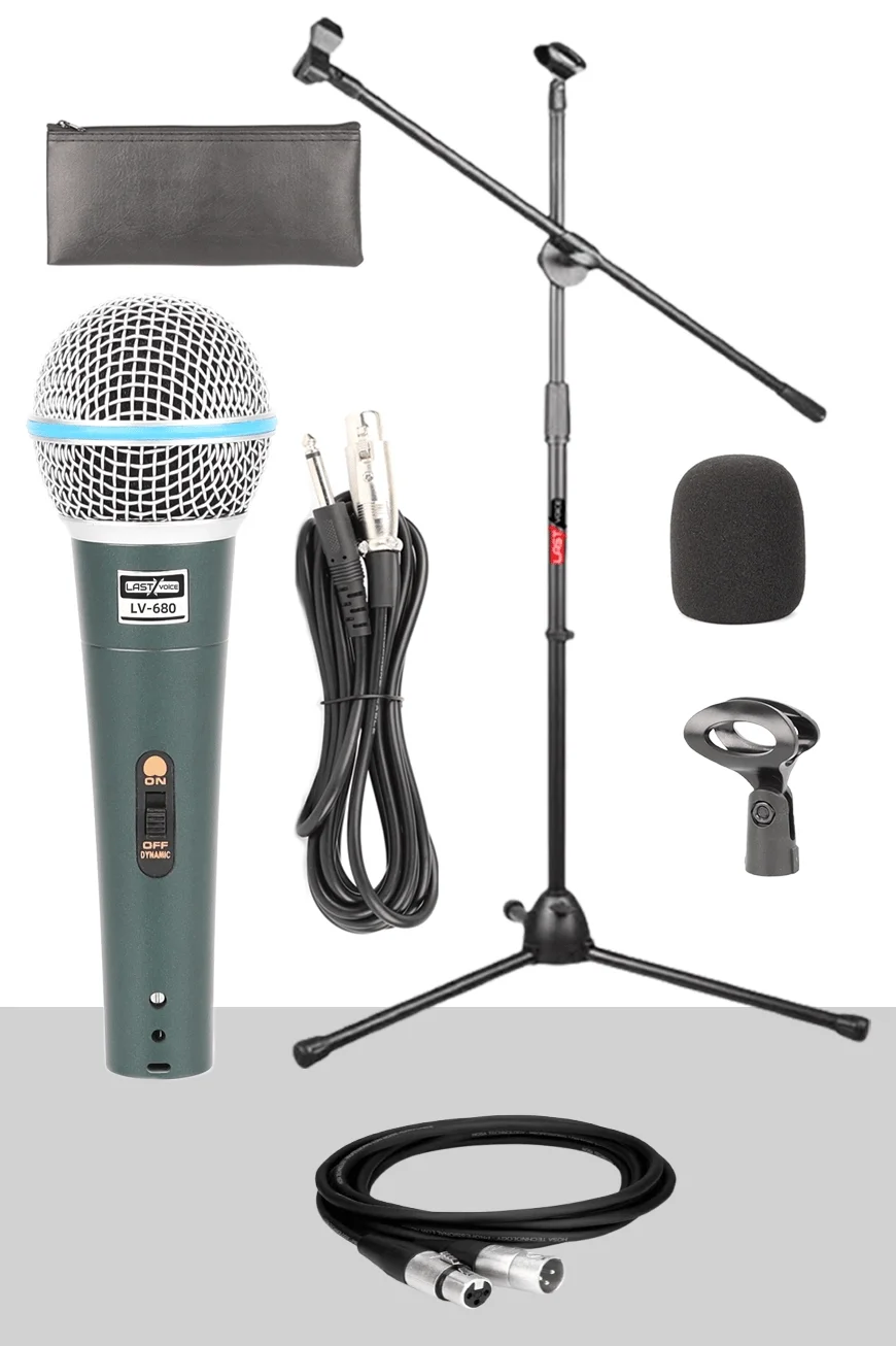 Lastvoice Lv-680ST Ayaklı Kablolu Dinamik Mikrofon (Stand Kablo AY)