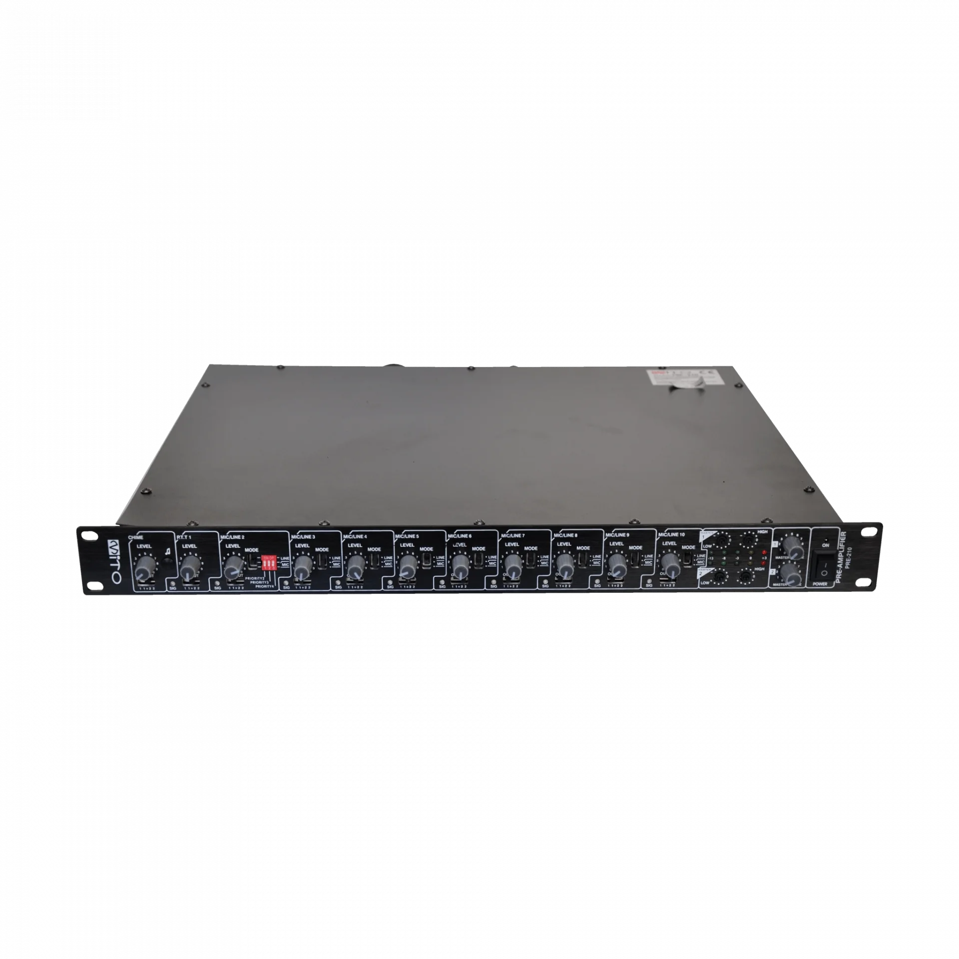 MITO PRE 210 Preamp Mixer 10 Giriş, 2 Çıkış, 5 Mik, 3 Hat, Chime, Priority