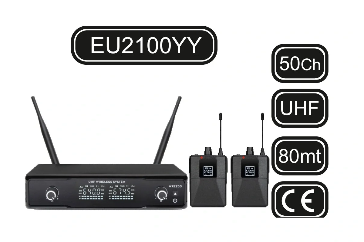 Machtig EU-2100YY Çift Yaka Kablosuz Mikrofon Seti, 2x50 Kanal