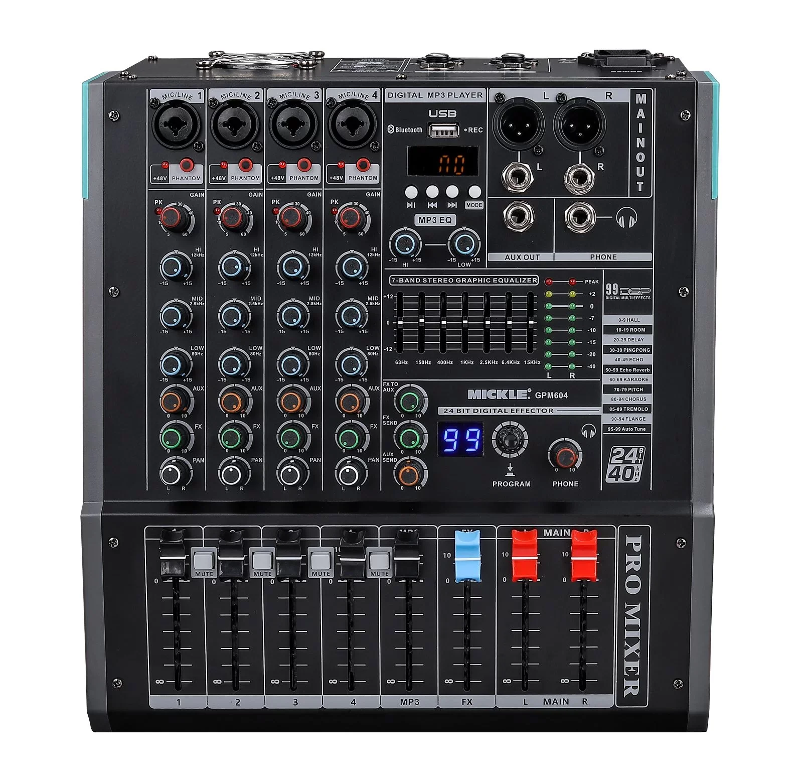 Machtig GPM604 4 Kanal 500W Stereo Power Mikser