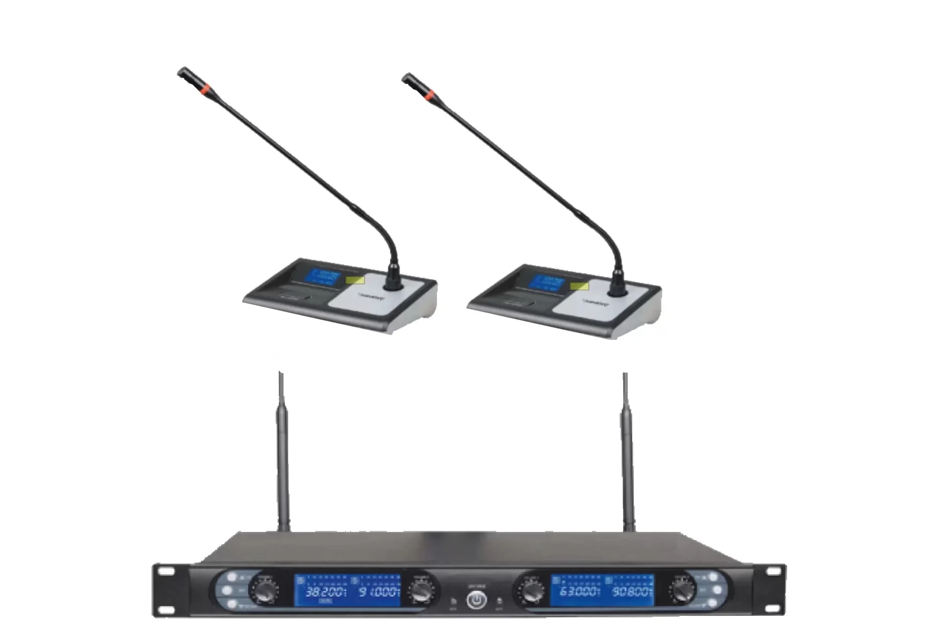 KS-3372 Çift Kürsü Mikrofonlu Kablosuz Set, 2x128-kanal, 300 metre mesafe