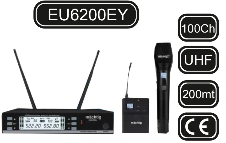 Machtig EU6200EY UHF 100 Kanal 1 El 1 Yaka Telsiz Mikrofon Seti