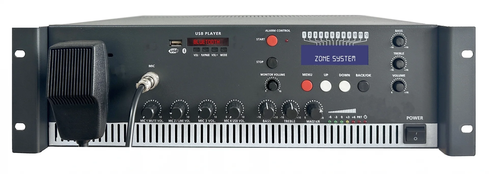 Meteor ACL-COMPACT Acil Anons Sistemi, 12 Zone, 500W 100V Amfili, Mesaj Kayıt ve Otomatik Anons