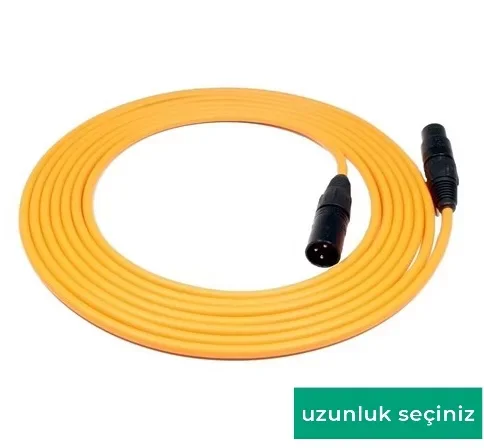 Neutrik-Klotz Sarı Renkli Hazır Mikrofon Kablosu XLR Erkek to XLR Dişi