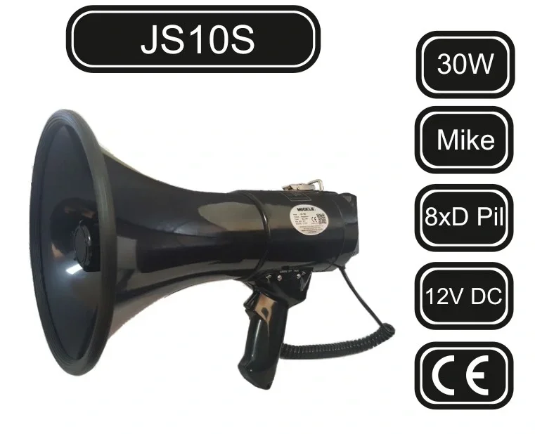 Mickle JS10S 30W El Mikrofonlu Sirenli Megafon