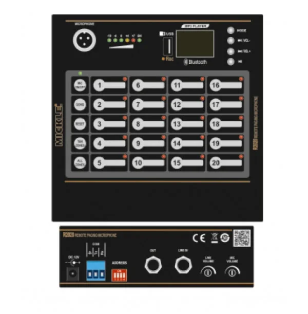 Mickle R2020MP3 20 Bölge Uzak Masaüstü Anons Mikrofonu MP3/Bluetooth